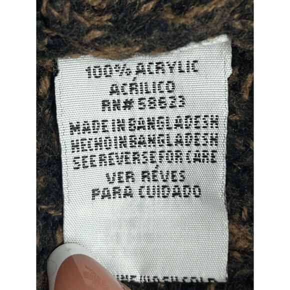 Effeci Y2K Brown Knit Sweater Double Breasted Cardigan Hooded M Retro Vintage - Picture 9 of 11